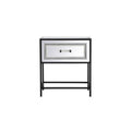 21 inch mirrored one drawer end table in black