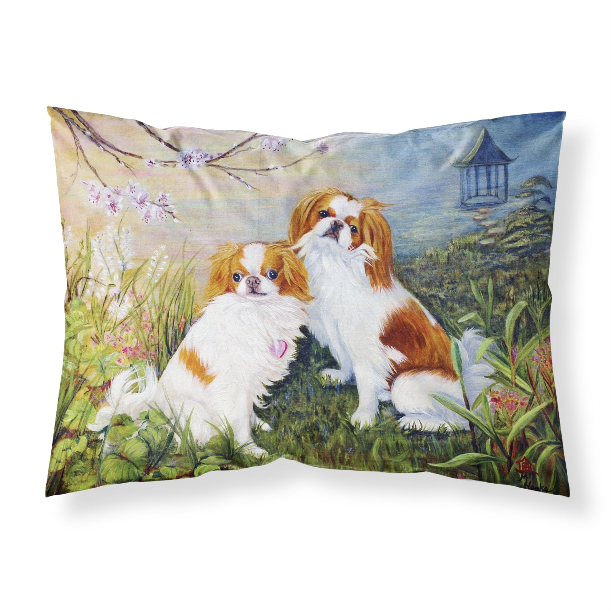 'Caroline'S Treasures Mh1061Pillowcase Japanese Chin Wasabi And Ginger Fabric Standard Pillowcase, Large, Multicolor'