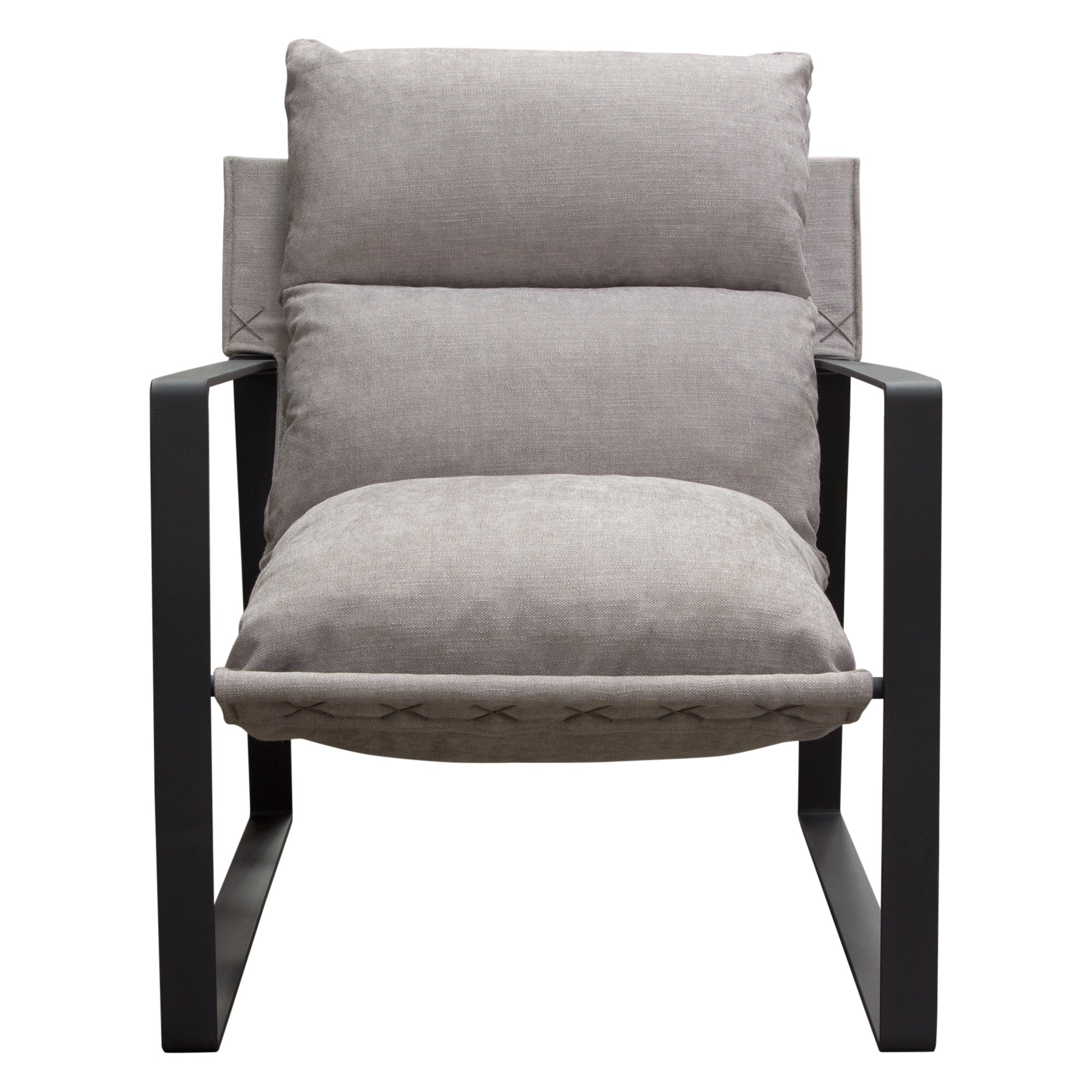 Miller Accent Sling Chair in Grey Fabric w/ Black Powder Coated Metal Frame by Diamond Sofa