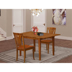 East West Furniture MLAV3-SBR-W 3 Piece Dining Room Furniture Set Contains a Rectangle Kitchen Table with Butterfly Leaf and 2 Dining Chairs, 36x54 Inch, Saddle Brown