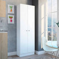TUHOME Multi Storage Pantry Cabinet, Five Shelves, Two Door Cabinet, White, For Kitchen Room