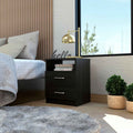 TUHOME Napoles Night Stand, Countertop, Two Drawers, One Shelf- Black, For Bedroom