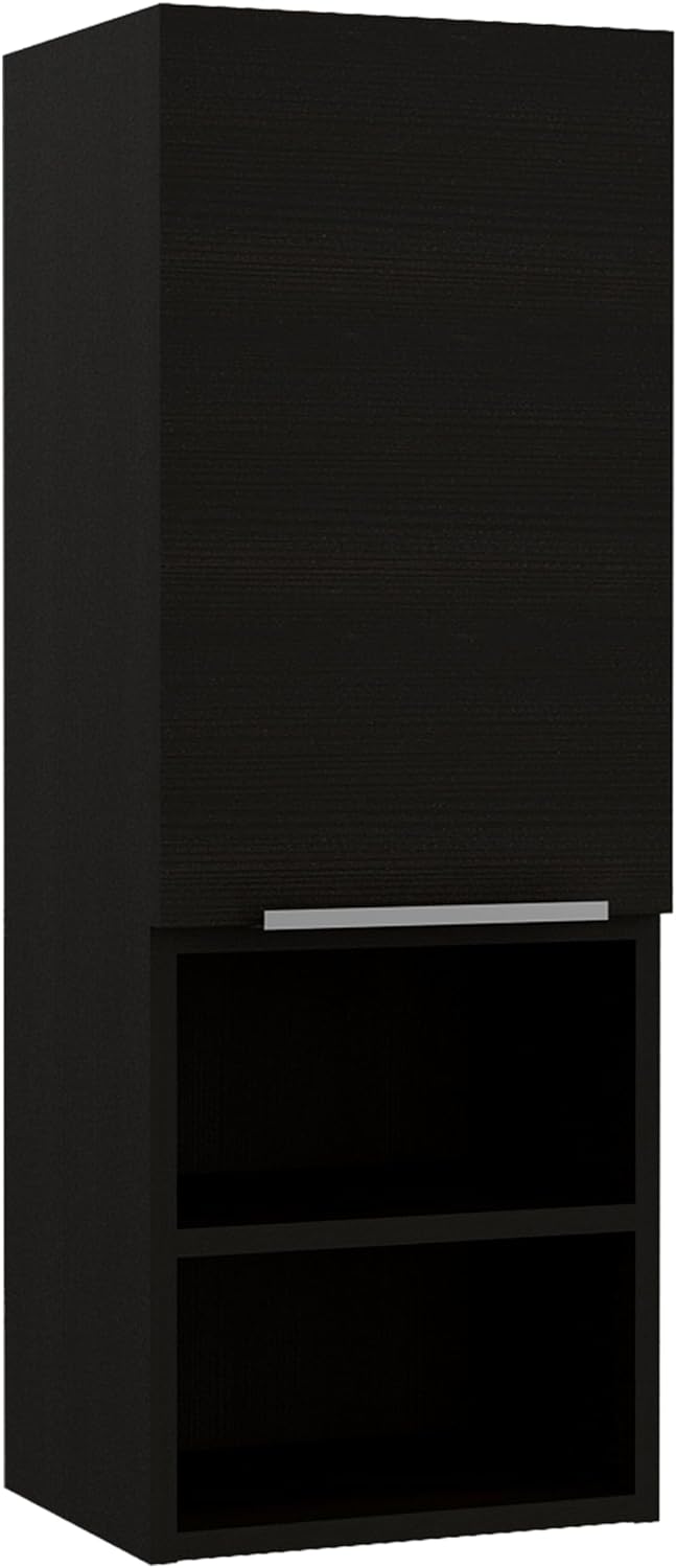 Tuhome Mila Medicine Cabinet, Onedoor Cabinet,Two Internal Shelves, Two External Shelves,Black, For Bathroom