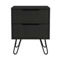 TUHOME Augusta 2 Night Stand- Four Legs, Two Drawers-Black, For Bedroom