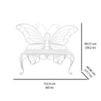 Modern Outdoor Butterfly Garden Bench in White Metal Finish