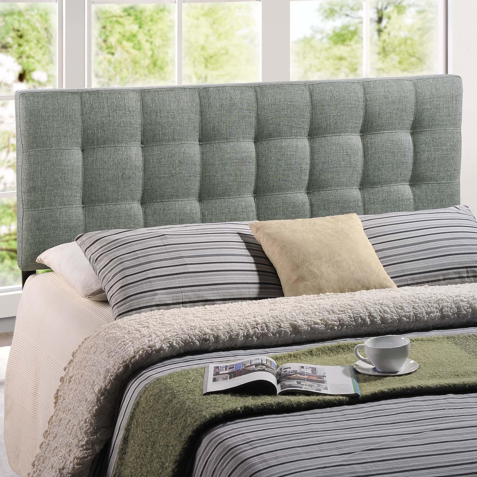 Modway AMZ-5041 Lily Tufted Linen Fabric Upholstered Queen Headboard in Gray