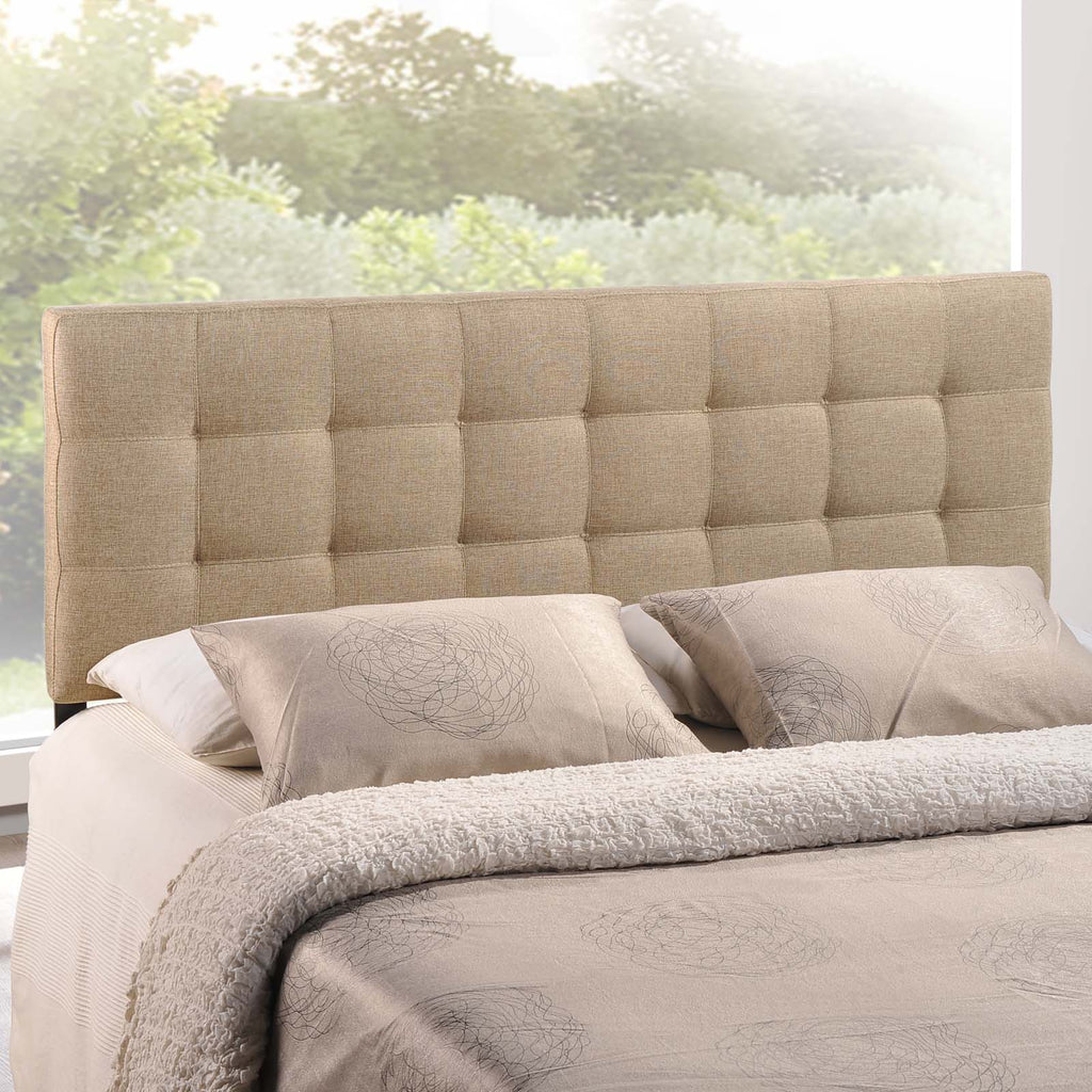 Modway Lily Tufted Linen Fabric Upholstered King Headboard in Beige