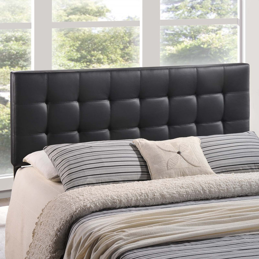 Modway Lily Tufted Faux Leather Upholstered King Headboard in Black