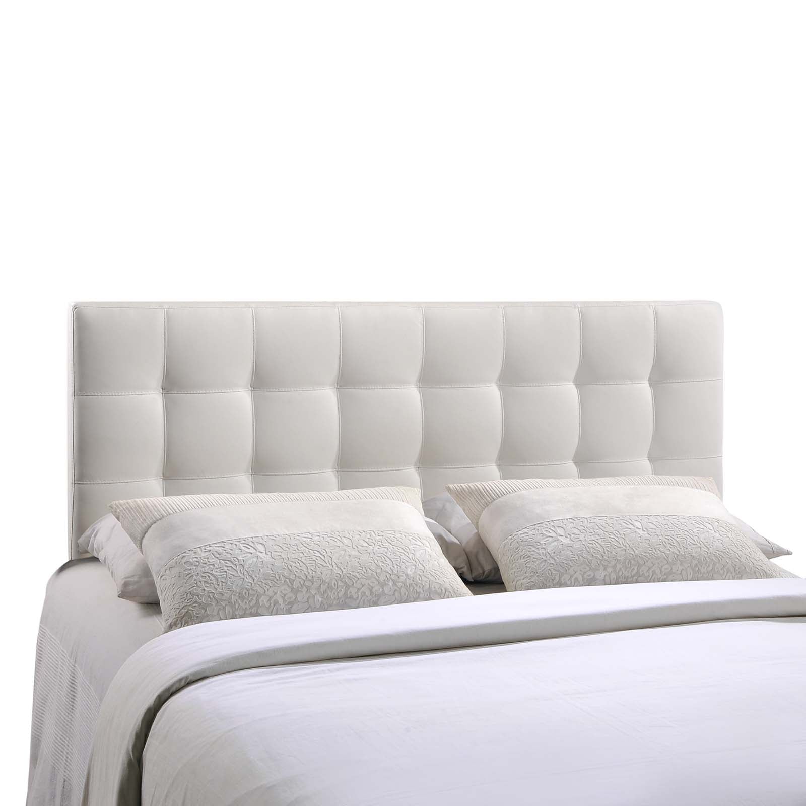 Modway Lily Tufted Faux Leather Upholstered King Headboard in White