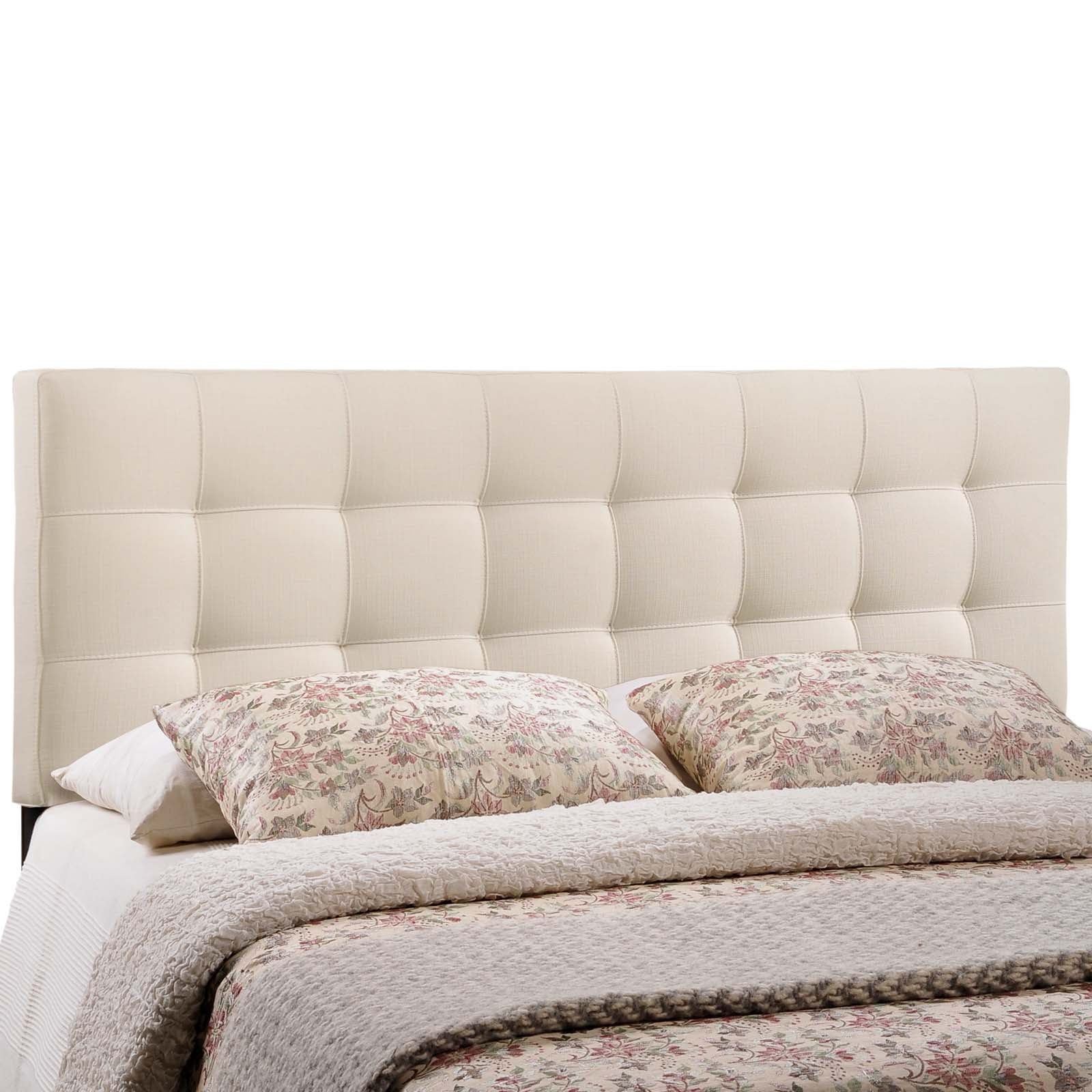 Modway Lily Tufted Linen Fabric Upholstered Full Headboard in Ivory