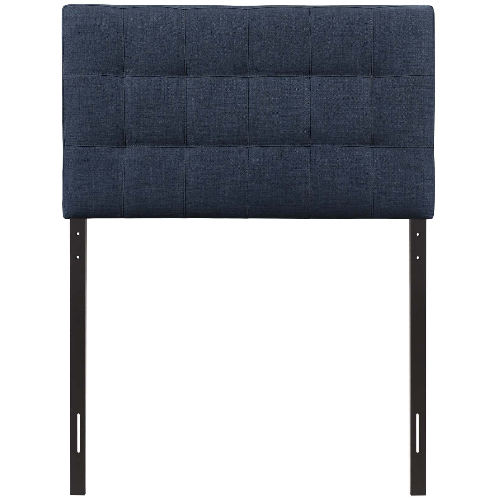 Modway Lily Tufted Linen Fabric Upholstered Twin Headboard in Navy