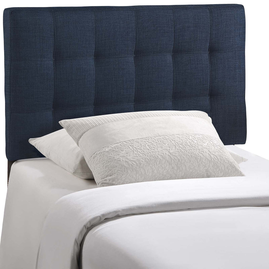 Modway Lily Tufted Linen Fabric Upholstered Twin Headboard in Navy