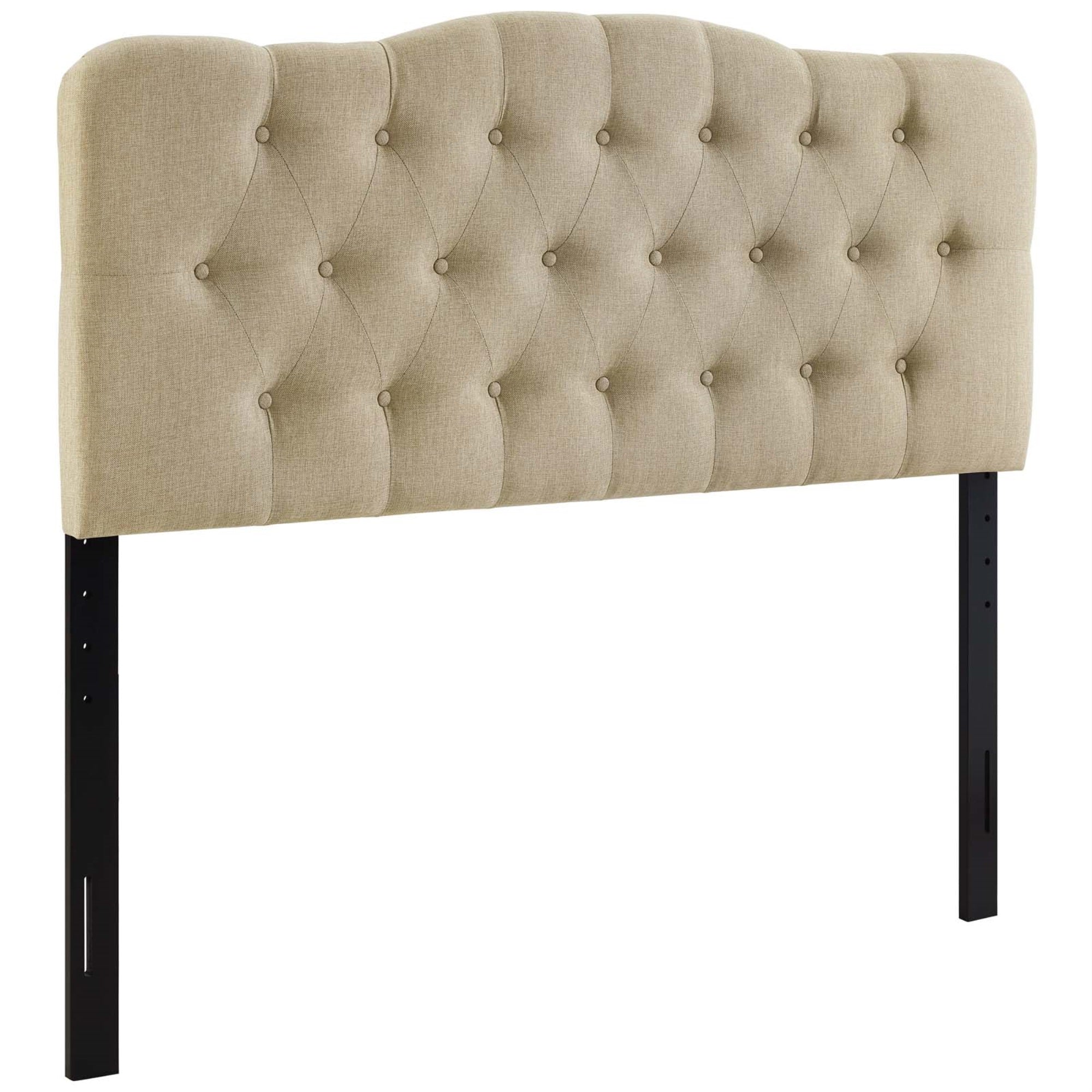 Ergode Annabel Button Tufted Linen Fabric Upholstered Queen Headboard - Enhance Bedroom Ambiance with Elegant Design - Lightweig