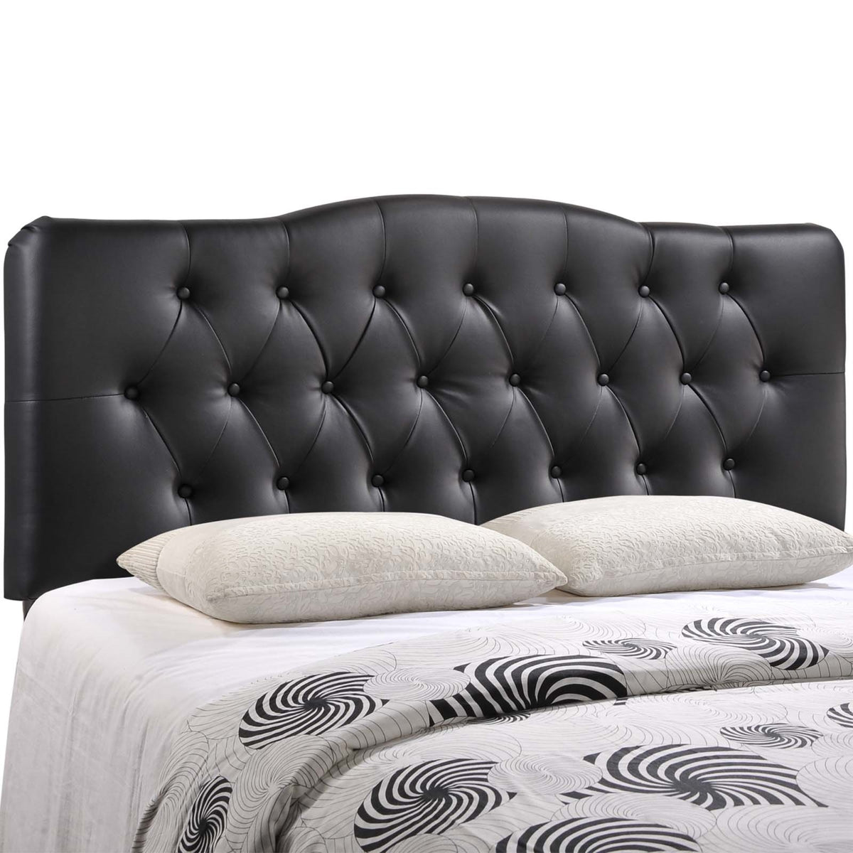 Ergode Annabel Button Tufted Faux Leather Upholstered Queen Headboard - Enhance Bedroom Ambiance with Soft Tones & Meaningful De
