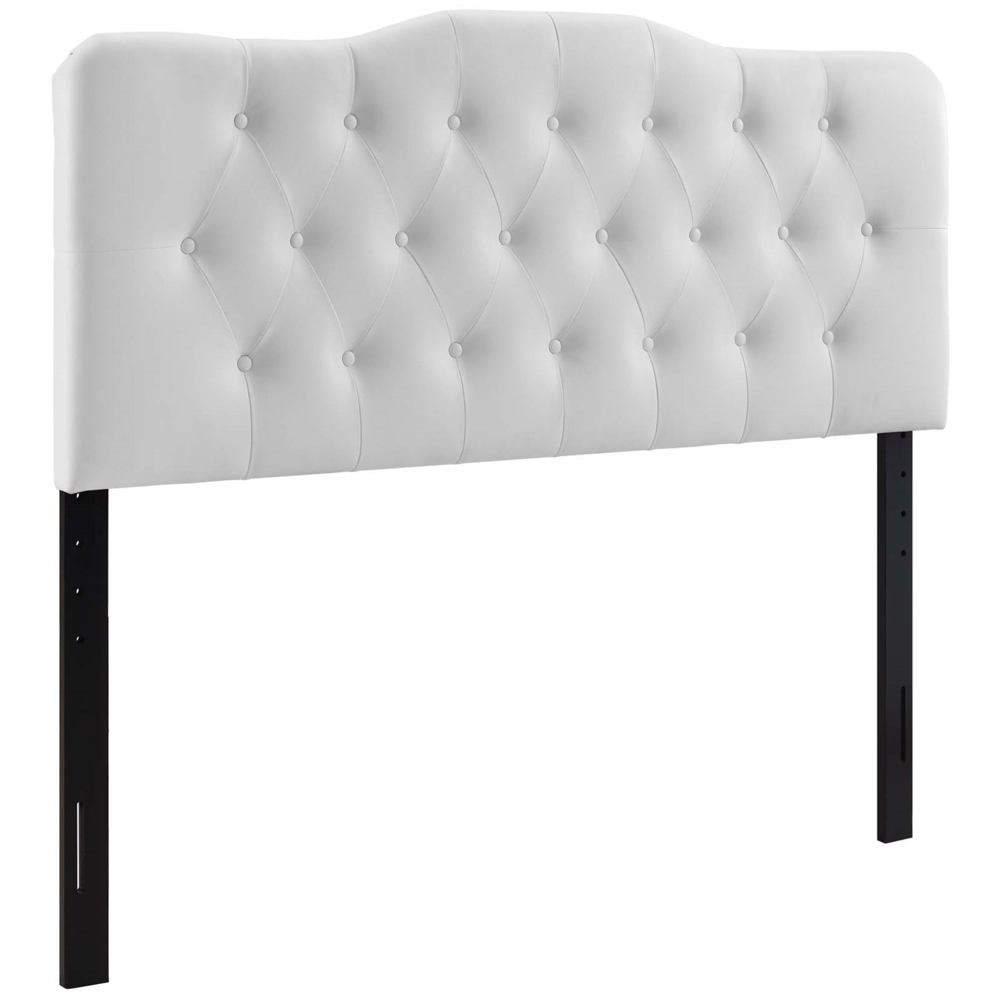 Ergode Annabel Button Tufted Faux Leather Upholstered Queen Headboard - Elegant Design, Lightweight & Durable - Visually Stunnin