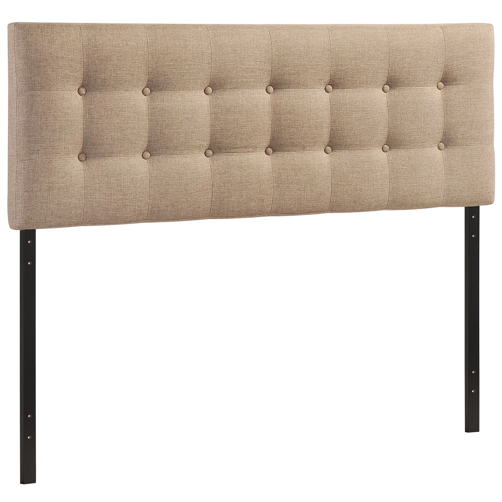 Modway Emily Tufted Button Linen Fabric Upholstered Queen Headboard in Beige