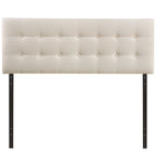 Modway Emily Tufted Button Linen Fabric Upholstered Full Headboard in Ivory