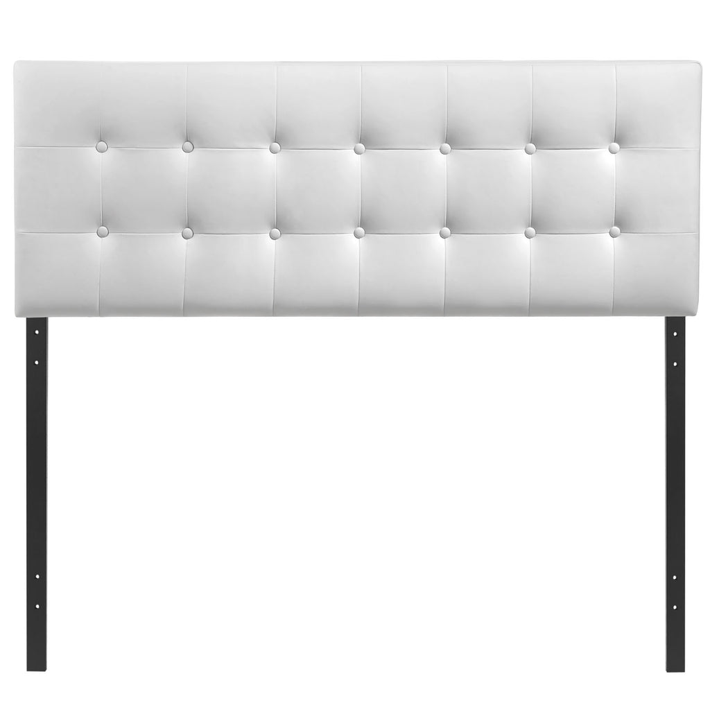 Modway MOD-5173 Emily Tufted Button Faux Leather Upholstered Full Headboard in White
