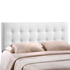Modway MOD-5173 Emily Tufted Button Faux Leather Upholstered Full Headboard in White