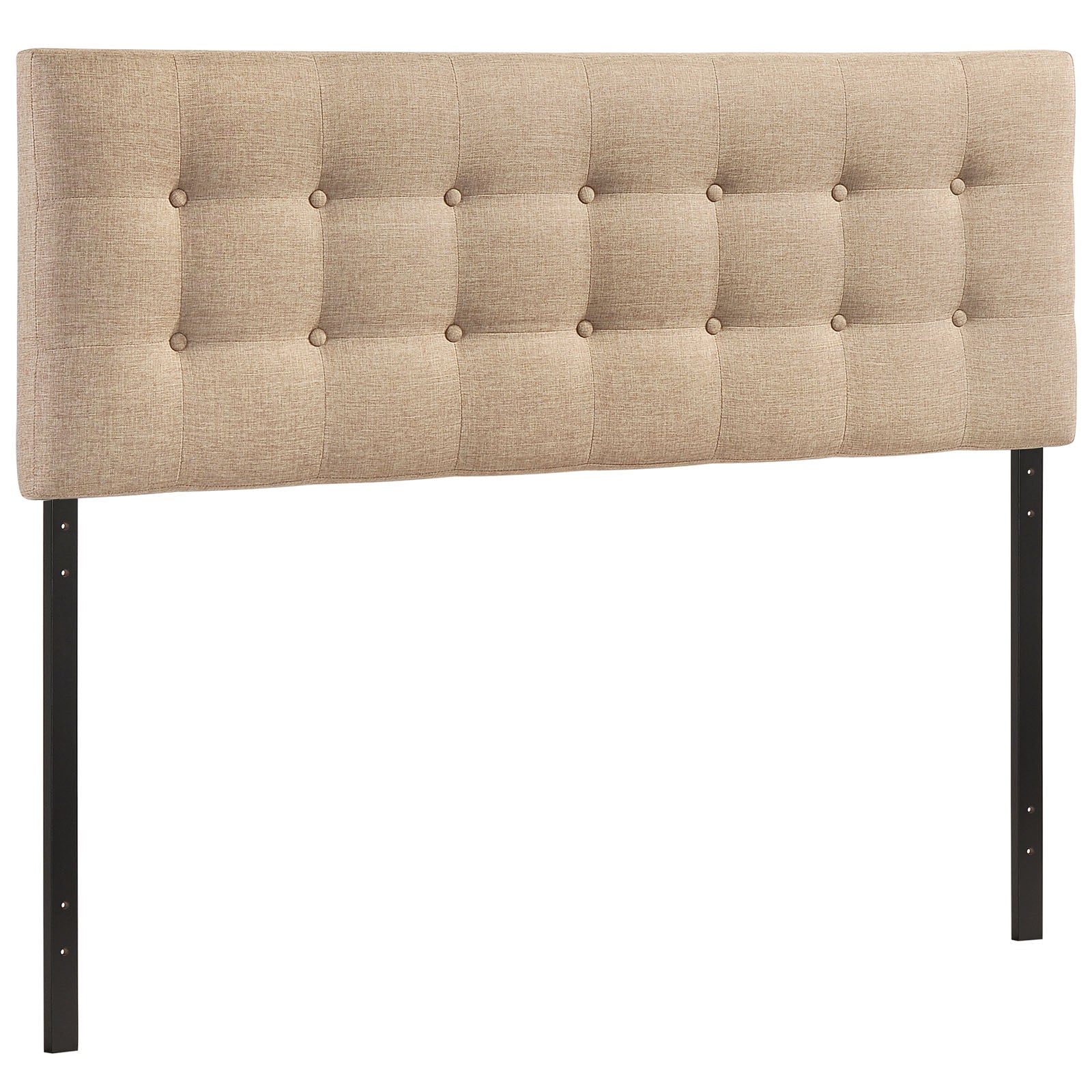 Modway Emily Tufted Button Linen Fabric Upholstered King Headboard in Beige