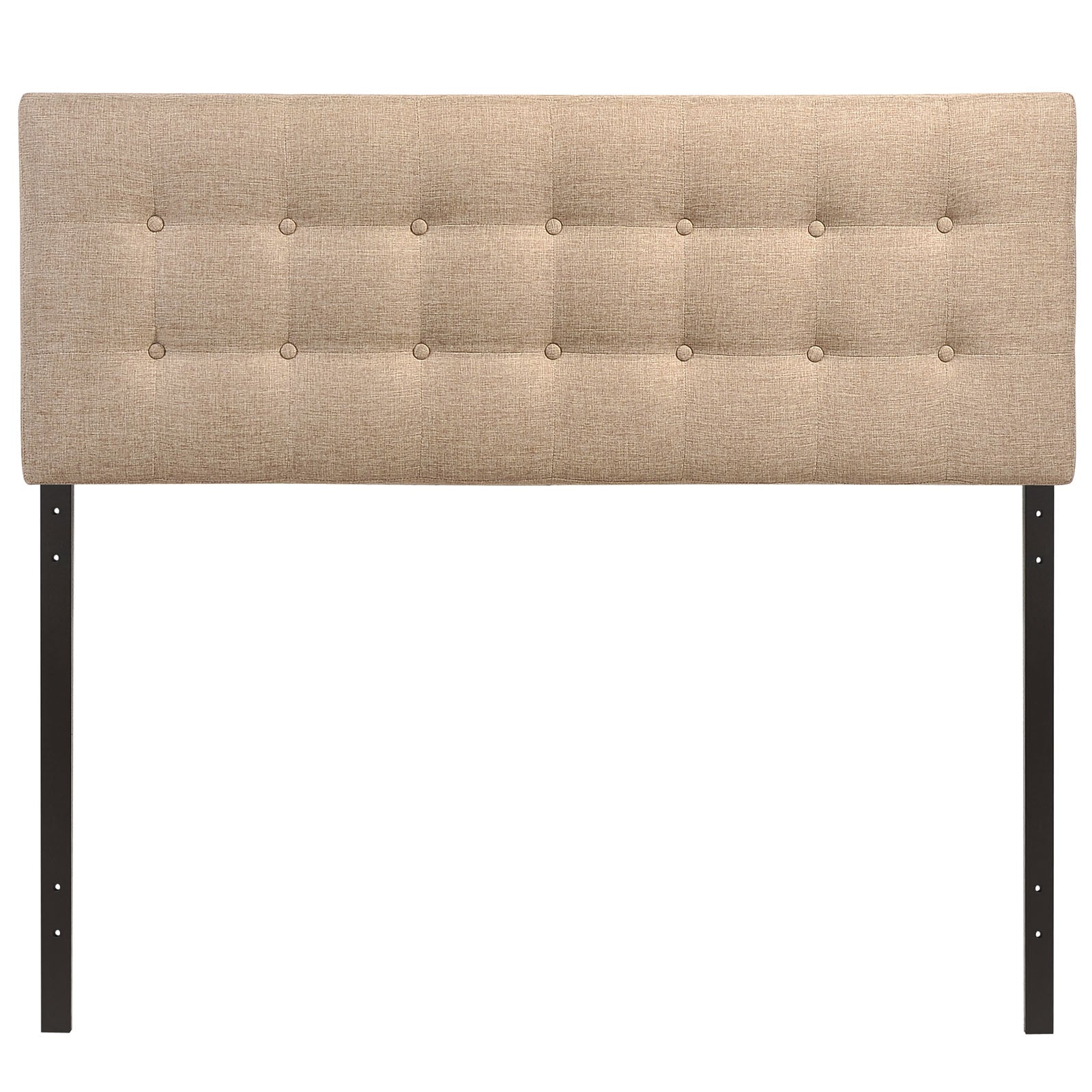 Modway Emily Tufted Button Linen Fabric Upholstered King Headboard in Beige