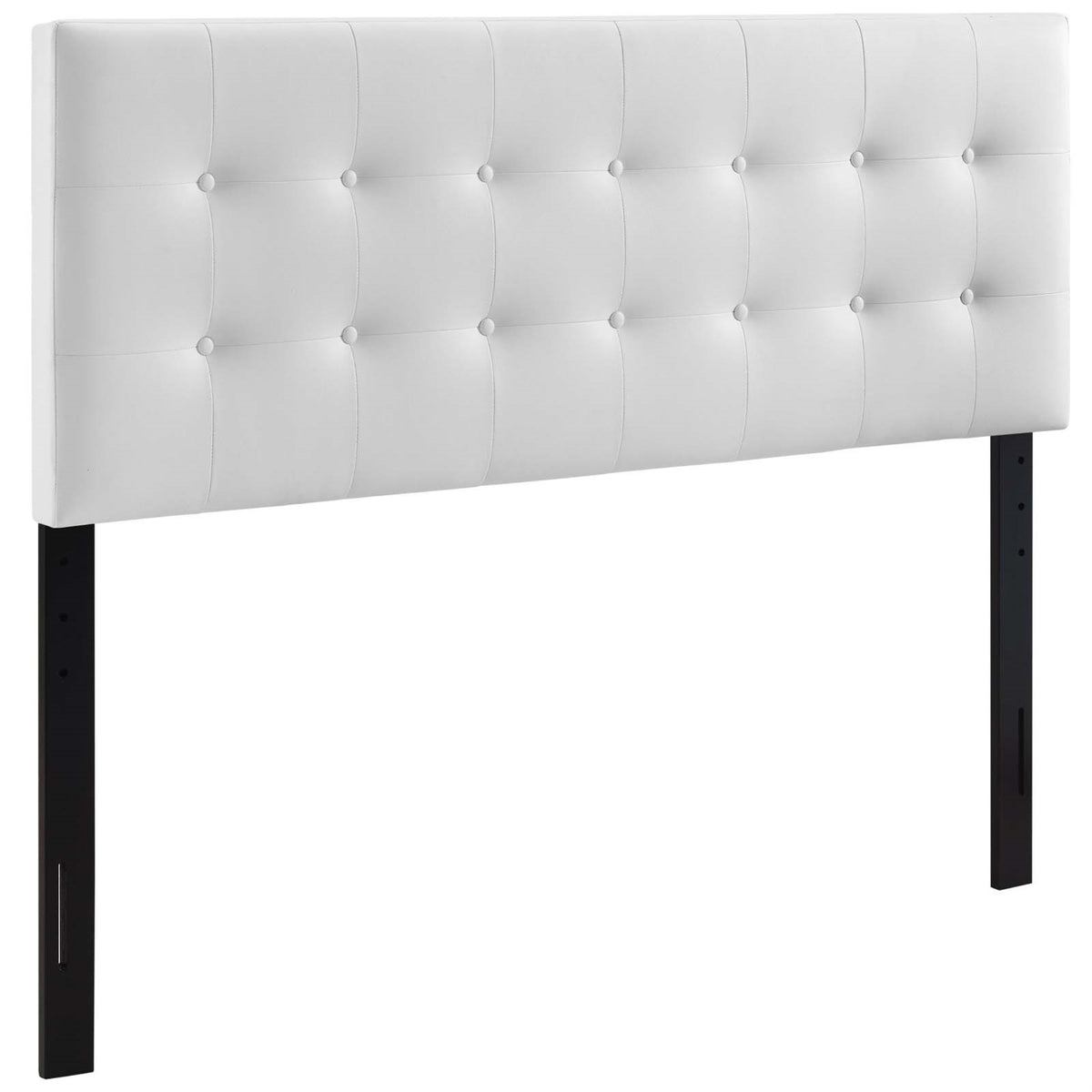 Ergode Emily Button Tufted Faux Leather King Headboard - Elegant Design, Durable Materials, Lightweight Construction - White