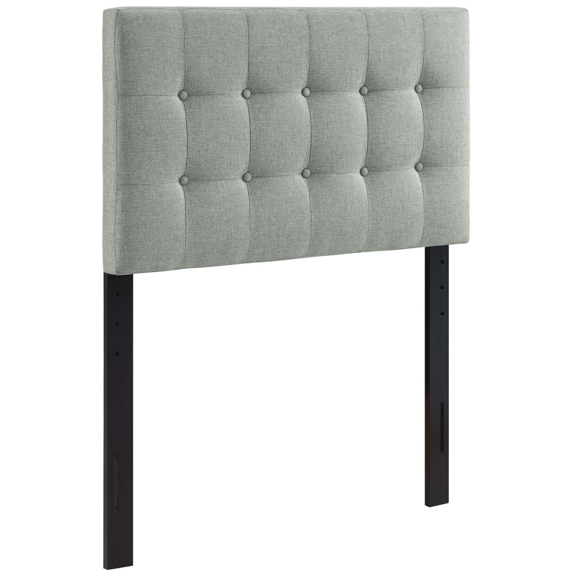 Ergode Emily Button Tufted Linen Fabric Upholstered Twin Headboard - Elegant and Stylish Gray Upholstery - Lightweight and Sturd