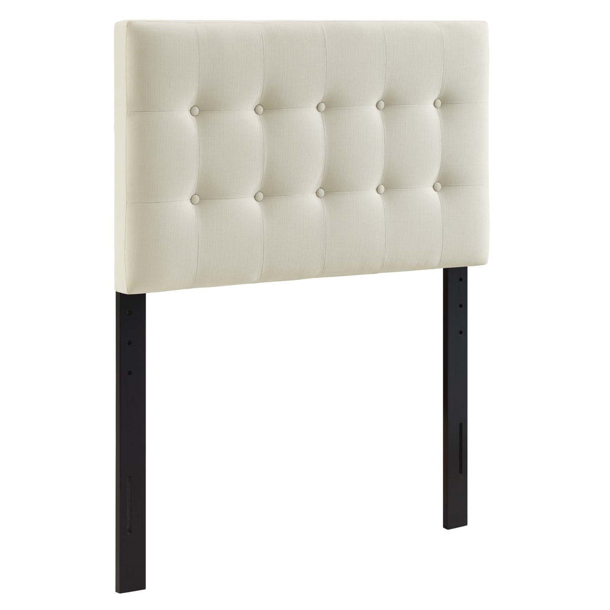 Ergode Emily Button Tufted Linen Fabric Upholstered Twin Headboard - Elegant and Durable Ivory Upholstery for Contemporary Bedro