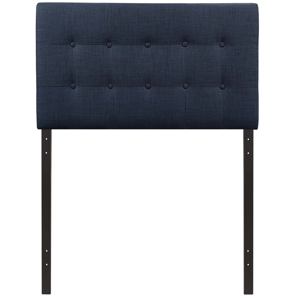 Modway Emily Tufted Button Linen Fabric Upholstered Twin Headboard in Navy