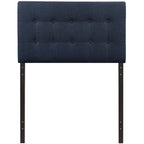 Modway Emily Tufted Button Linen Fabric Upholstered Twin Headboard in Navy