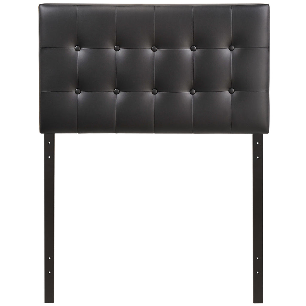 Modway Emily Tufted Button Faux Leather Upholstered Twin Headboard in Black