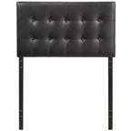 Modway Emily Tufted Button Faux Leather Upholstered Twin Headboard in Black