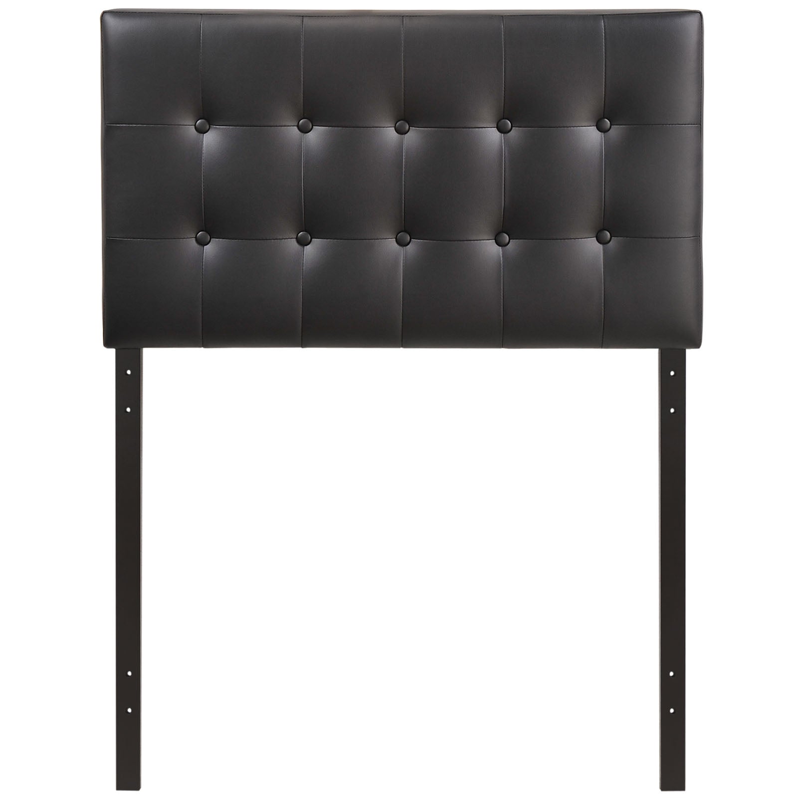 Modway Emily Tufted Button Faux Leather Upholstered Twin Headboard in Black