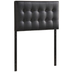 Modway Emily Tufted Button Faux Leather Upholstered Twin Headboard in Black