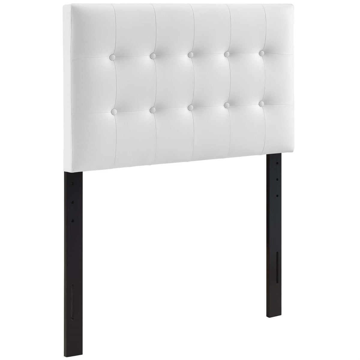 Ergode Emily Button Tufted Faux Leather Upholstered Twin Headboard - White
