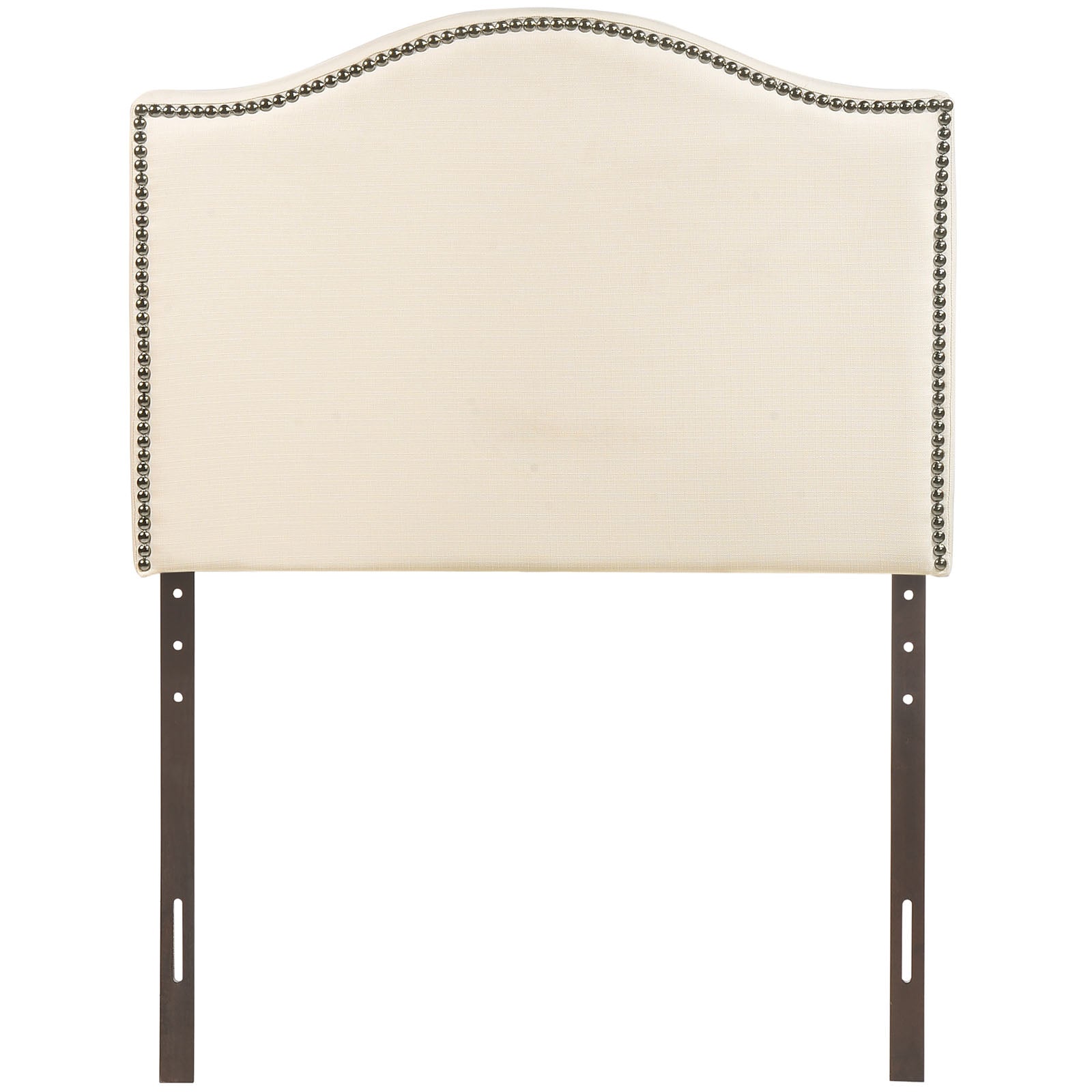 Modway Curl Linen Fabric Upholstered Twin Headboard with Nailhead Trim and Curved Shape in Ivory