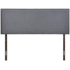 Modway Region Linen Fabric Upholstered Queen Headboard in Smoke with Nailhead Trim