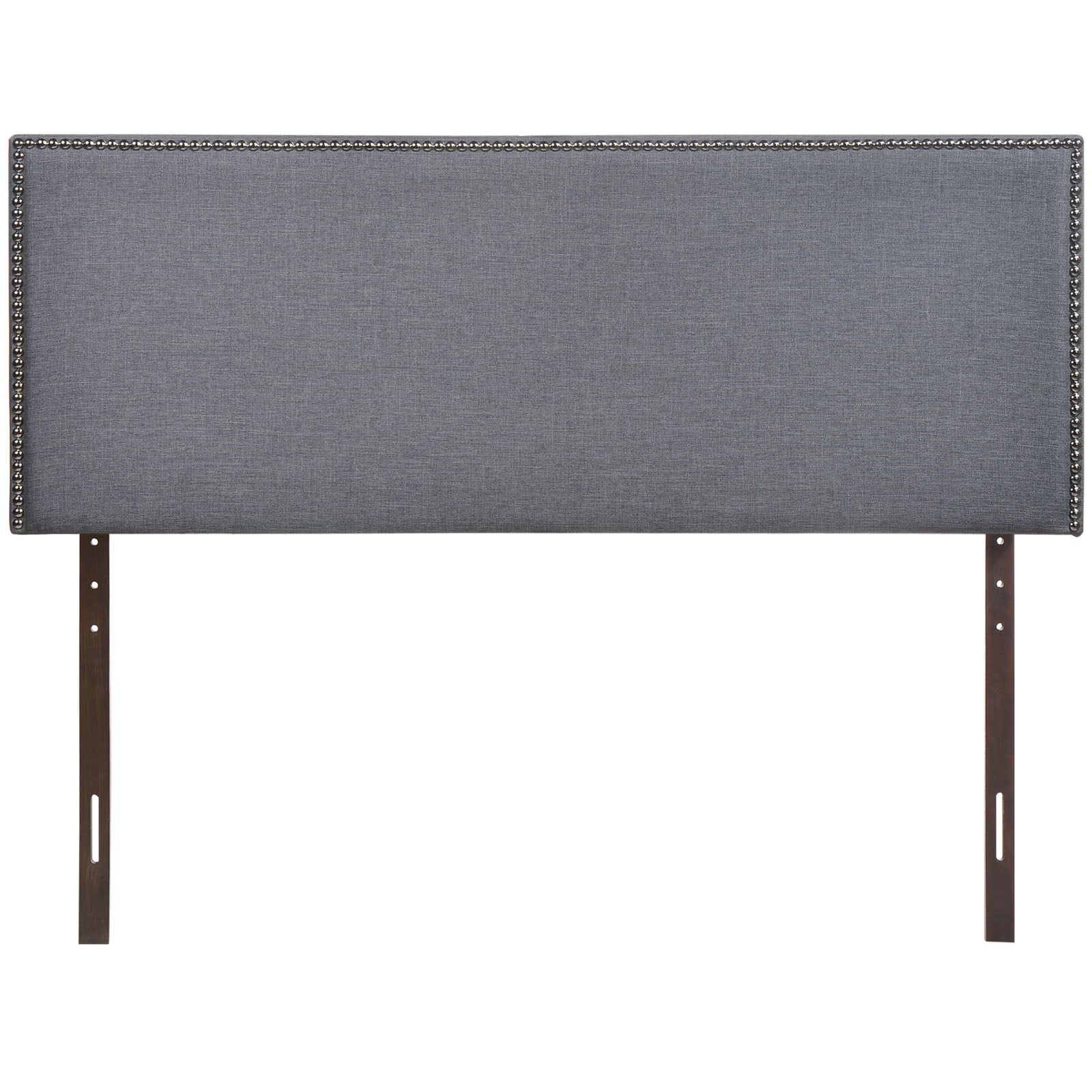 Modway Region Linen Fabric Upholstered Queen Headboard in Smoke with Nailhead Trim