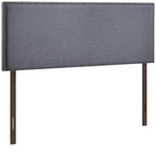 Modway Region Linen Fabric Upholstered Queen Headboard in Smoke with Nailhead Trim