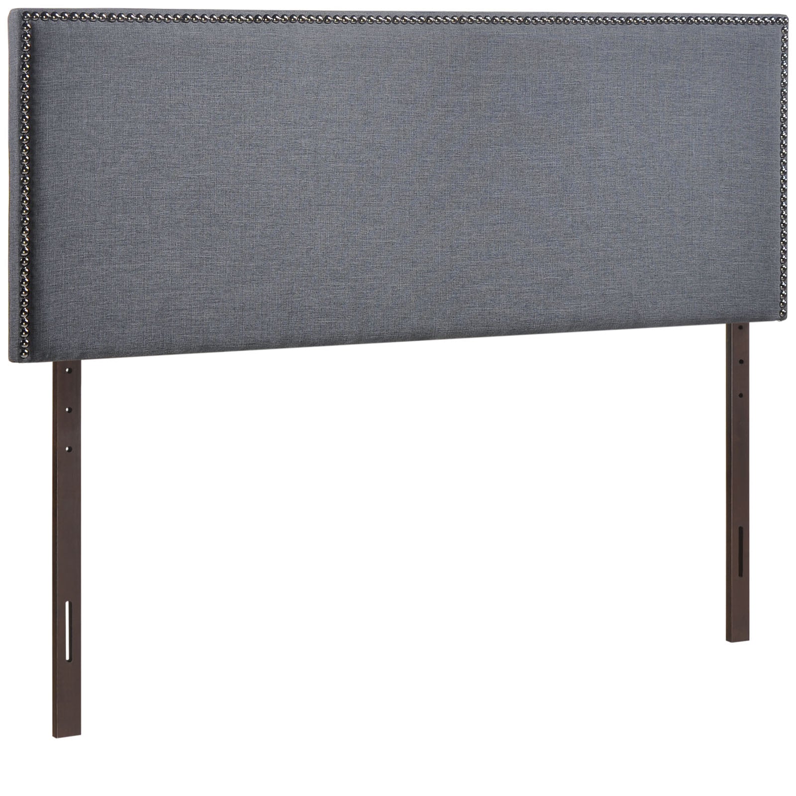 Modway Region Linen Fabric Upholstered Queen Headboard in Smoke with Nailhead Trim