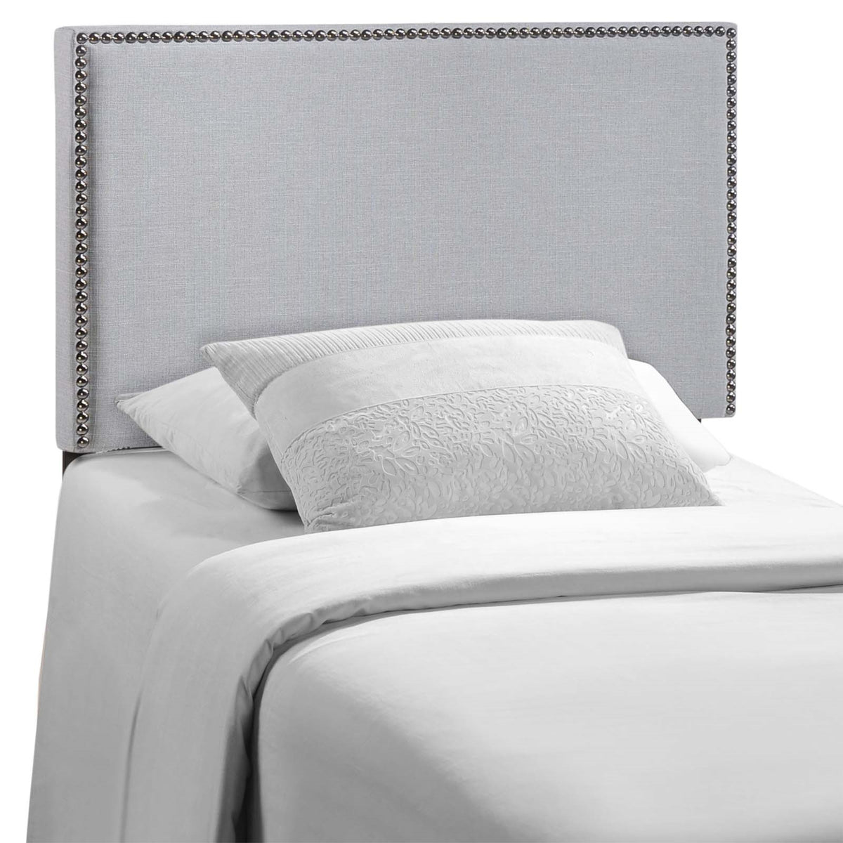 Ergode Region Linen Fabric Upholstered Twin Headboard - Spacious & Elegant Design, Nailhead Trim, High-Quality Upholstery. Perfe