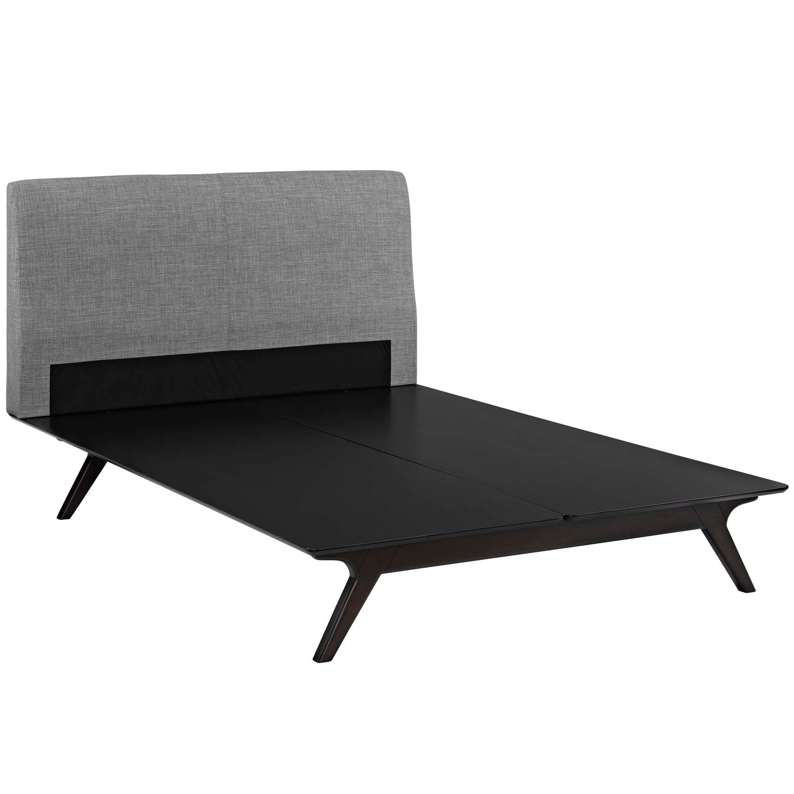 Mid-Century Modern Wood Platform Queen Size Bed