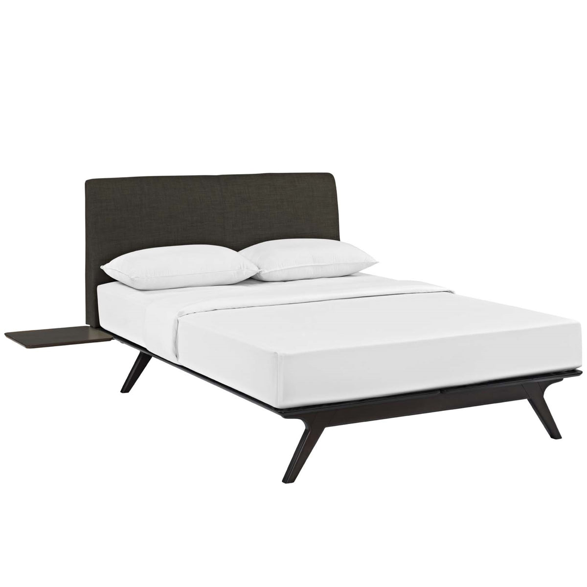 Tracy 3 Piece Queen Bedroom Set  Exquisite Design, Platform Leg Support, Toffee Brown Stained Finish, Foam Padded Headboard. Ma