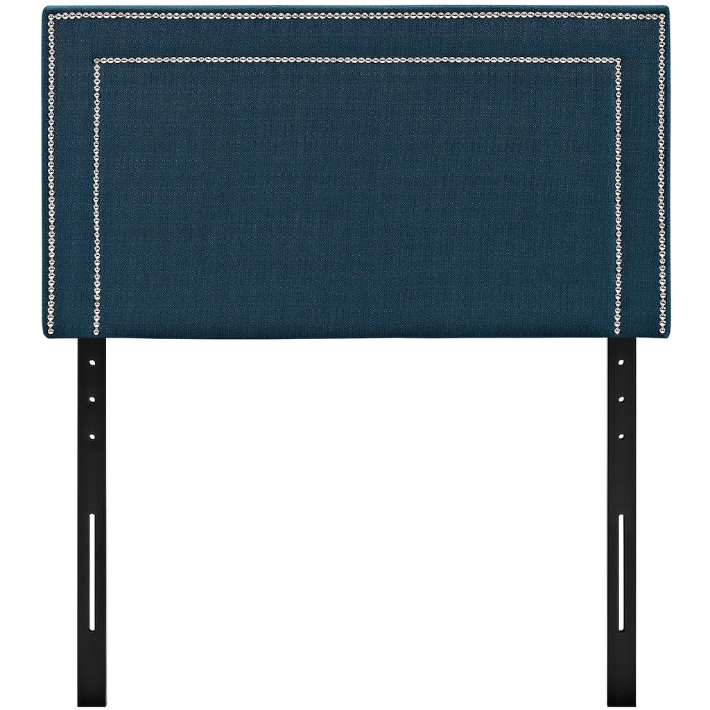 Modway Jessamine Upholstered Fabric Twin Headboard Size with Nailhead Trim in Azure,
