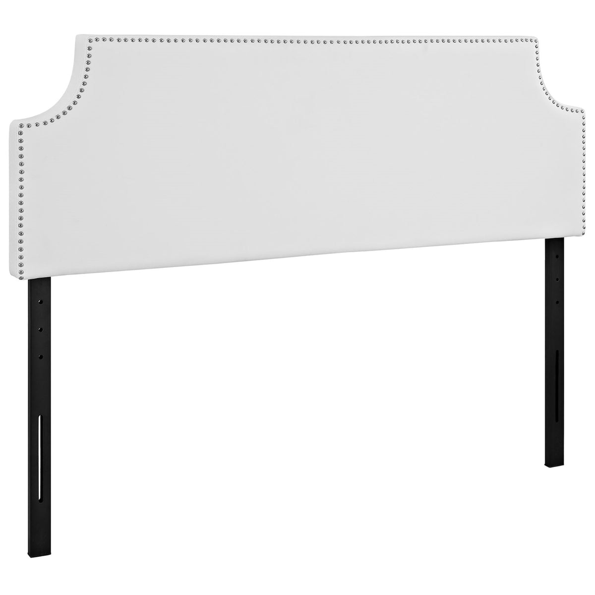 Ergode Laura Faux Leather Upholstered Queen Headboard - Sleek Design with Silver Nail Button Trim - Sturdy Solid Wood Frame - Ad
