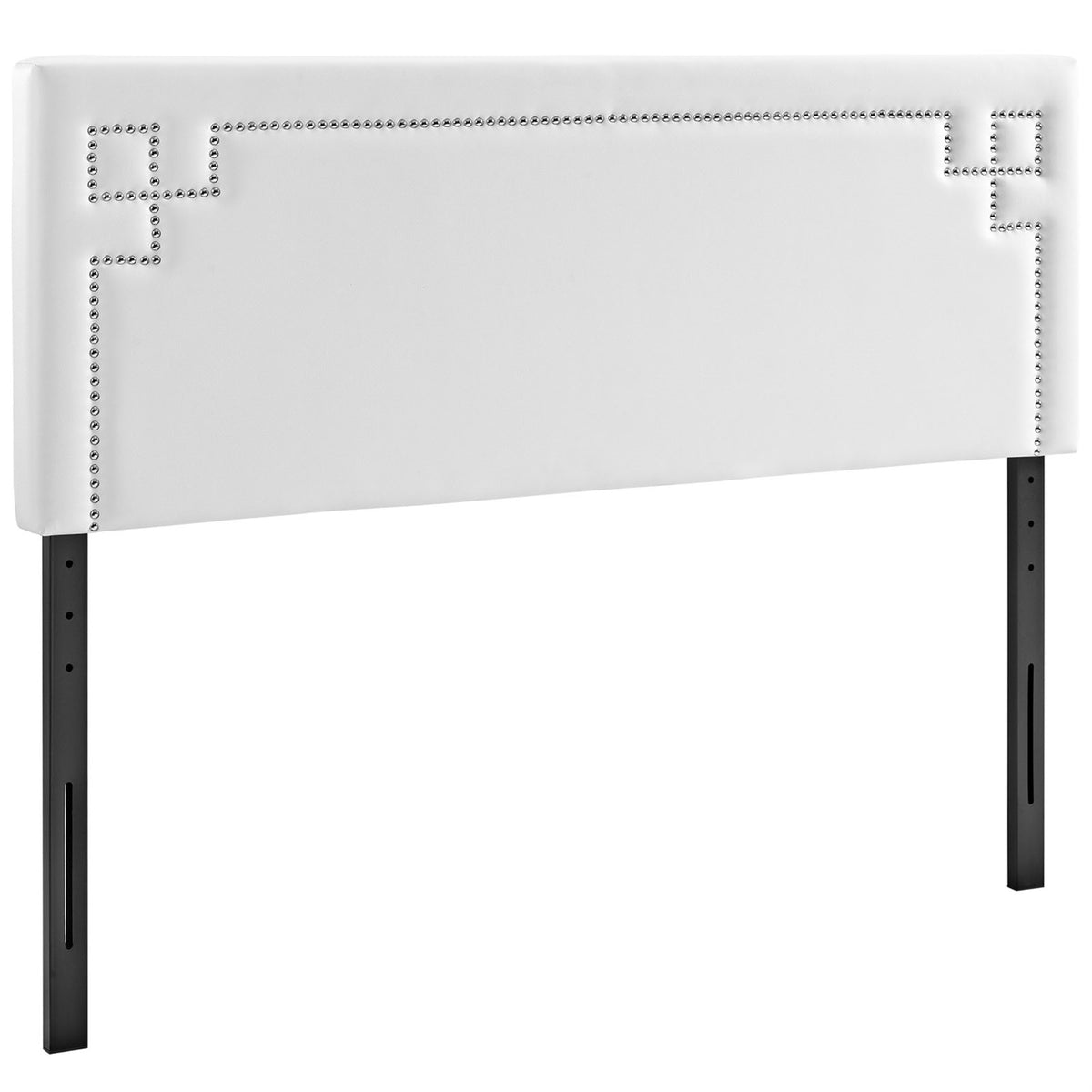 Ergode Josie Faux Leather Upholstered Queen Headboard - Sophisticated Design, Adjustable Legs, Diamond-Patterned Silver Accent N
