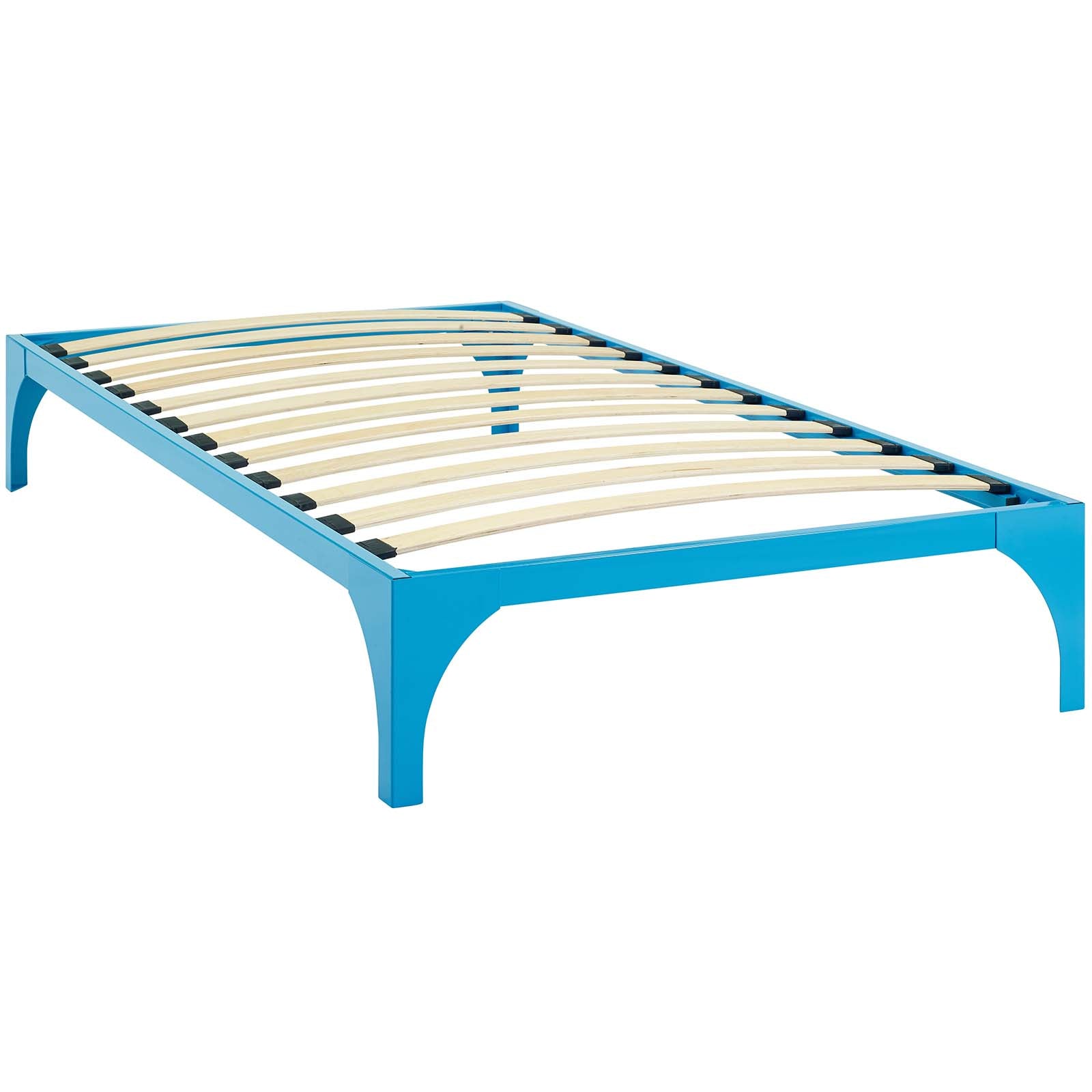 Modway Ollie Steel Modern Twin Platform Bed Frame Mattress Foundation with Slat Support in Light Blue