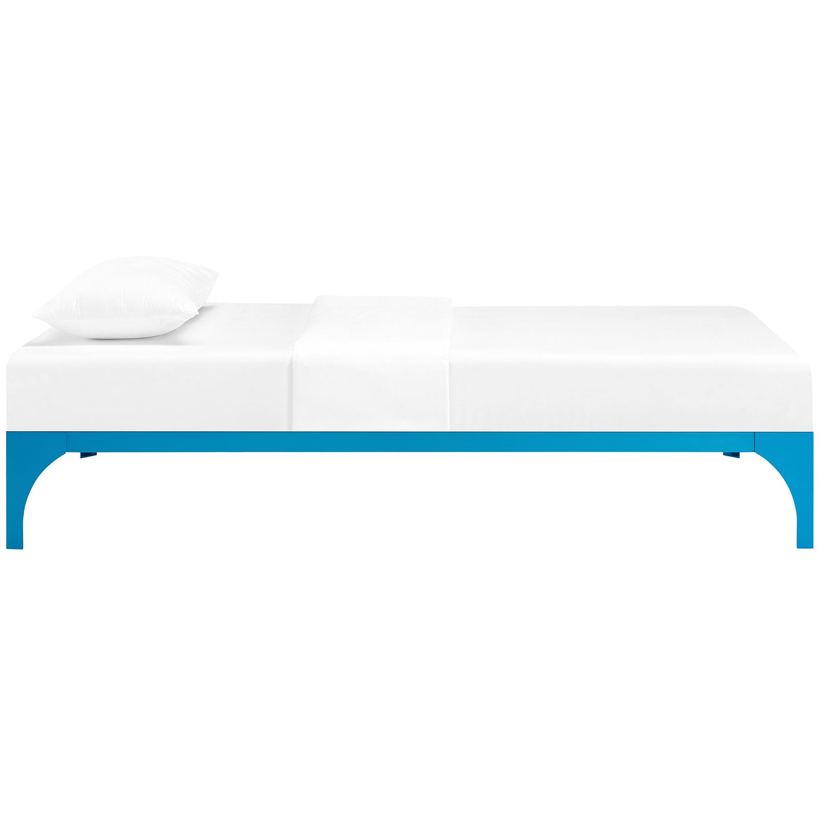Modway Ollie Steel Modern Twin Platform Bed Frame Mattress Foundation with Slat Support in Light Blue