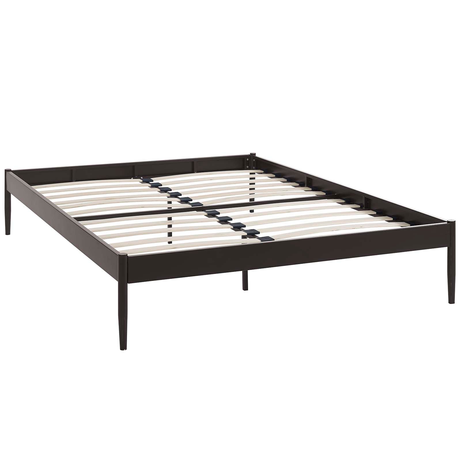 Modway Elsie Modern Metal Queen Platform Bed Frame Mattress Foundation with Slat Support in Brown
