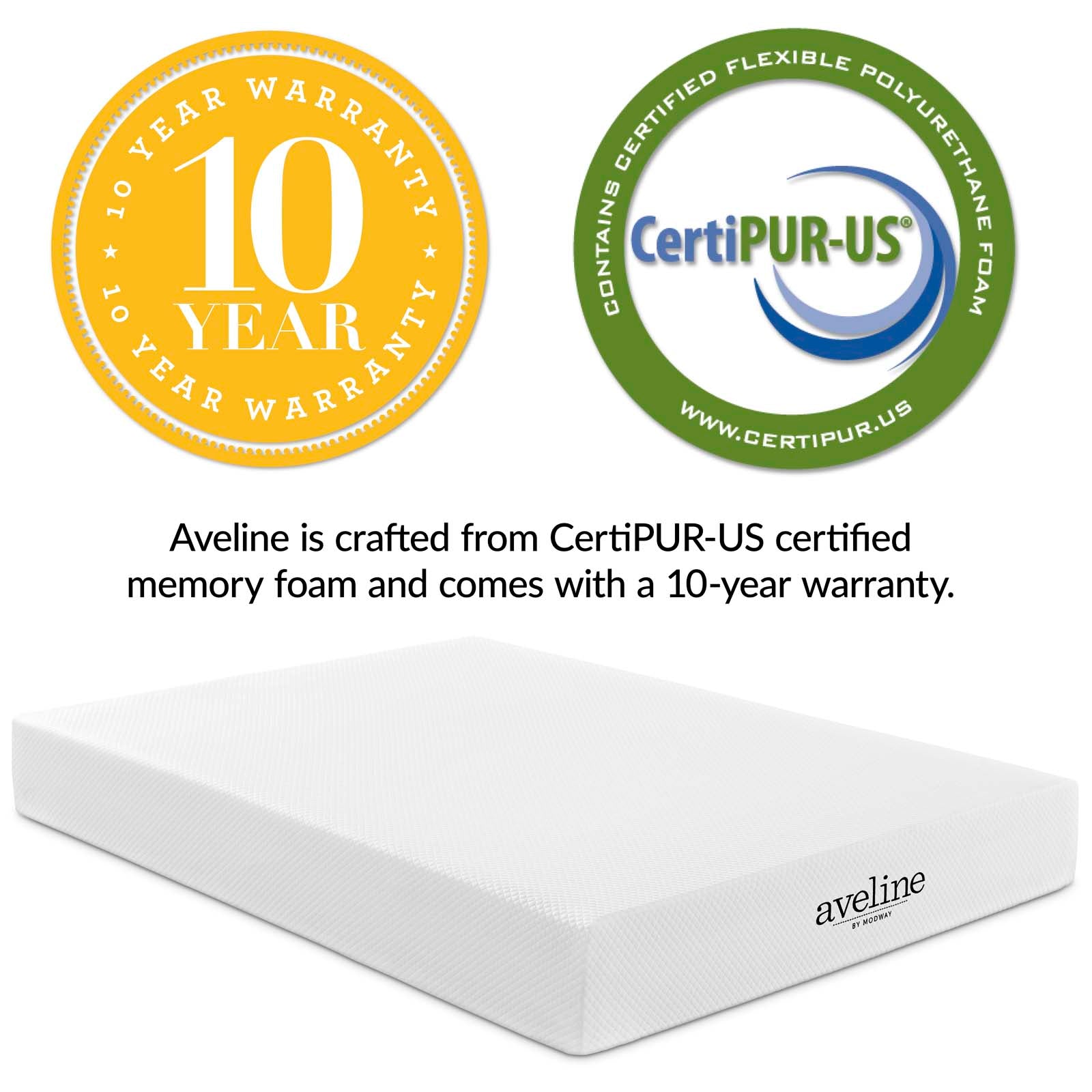 Modway Aveline Gel Infused Memory Mattress with CertiPUR-US Certified Foam, King, White